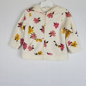 Old Navy Cream Floral Zip-Up Hoodie Baby Girl 12-18M